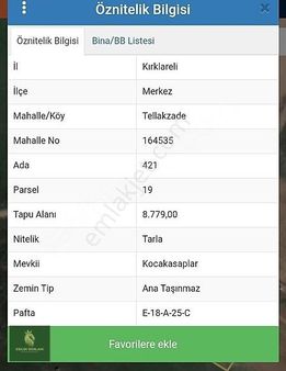 Kırklareli Merkezde Satılık İmara Sınır Tarla