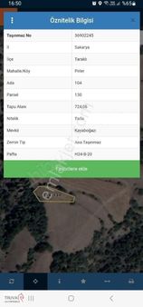 Truva Gayrimenkul Den Sakarya Da Köye 250mt Mesafe 725m2 Tarla