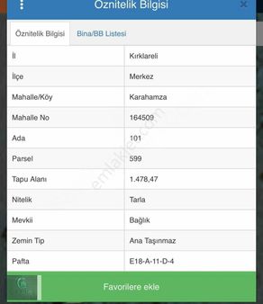 1.478 Metre Tek Tapu Köye Yakın