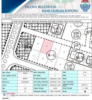 Yalova Merkezde Satılık Müstakil Yapılı Arsa