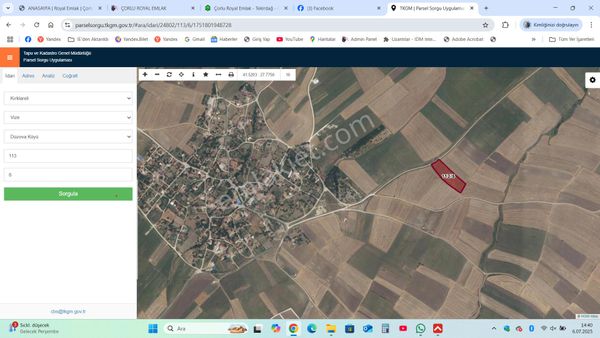 Kırklareli Vize' De Satılık Tarladan Hisse