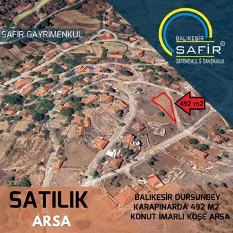 Balıkesir Dursunbey Karapınarda 492 M2 Konut İmarlı Köşe Arsa