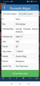 Kemalpaşa Ulucak Dedebaşı Mevki Zeytinli Bağ