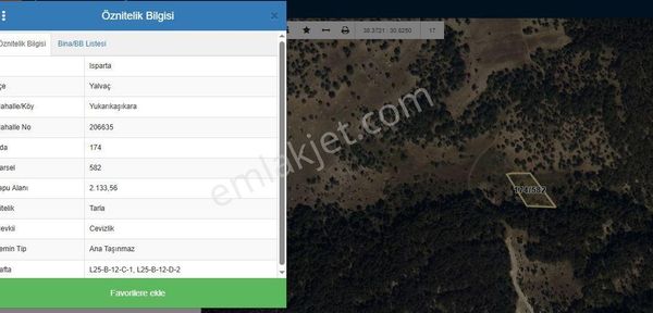 Isparta Yalvaç Yukarıkaşıkara Yaylasında 2133 M2 Satılık Arazi
