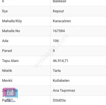 Dıalog İdeal'den Kepsut Karacaören'de Satılık 46914 M2 Tarla