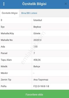 İstanbul Beykoz Görele'de Acarkent Yanında Villa İmarlı Arsa, Yapı Kayıt Belgesi İle 1.100 Metrekare