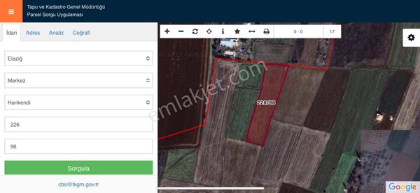 Elazığ Hankendide Satılık Yatırımlık Tarla