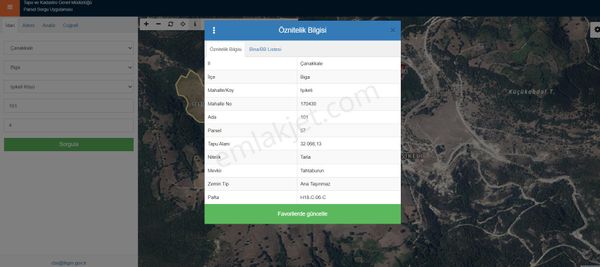 Çanakkale Biga Işıkeli Köyünde Yol Üstünde Manzaralı,bol Oksijenli,yatırımlık Tarla.