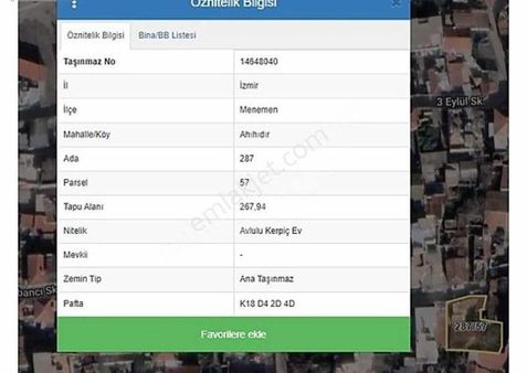 Denge Emlakdan 267 M2 İmarlı Arsa