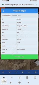 Mamak Karşıyakada 0.9 Emsal Hesaplı Arsa