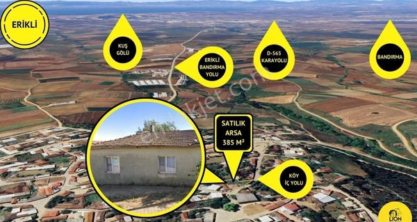 Bandırma Erikli'de 385 M² Mesken Tapulu İmarlı Arsa