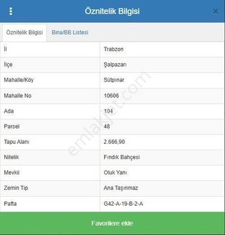 Şalpazarı Sütpınar Köyünde Satılık İki Arsa Toplam 3,007.84 M2