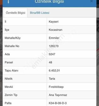 Emlak Ofisimden Erkilet Emmiler'de Tek Tapu 6.450 M2 Tarla