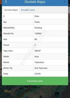 Fatsa Kurtuluş Mah. Meşebükü Yolu Kenarı Villalık Arsa ???