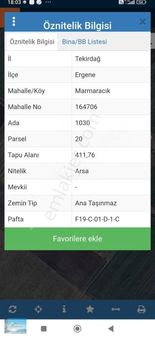 Ergene Marmaracık Ta Çok Çok Acil Satılık Arsa