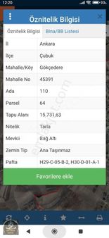 Satılık Arsa Çubuk Geökçedere Mah Merkez De 800 M2 Tapulu