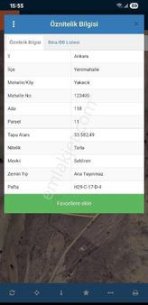 Ankara Yenimahalle Yakacık'ta Satılık Tarla