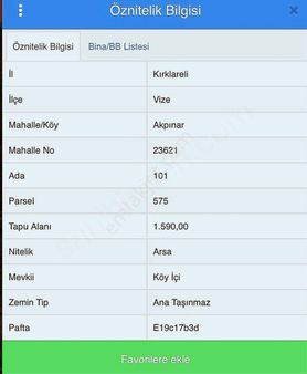 Vize Akpınar'da 1590 M2 Arsa