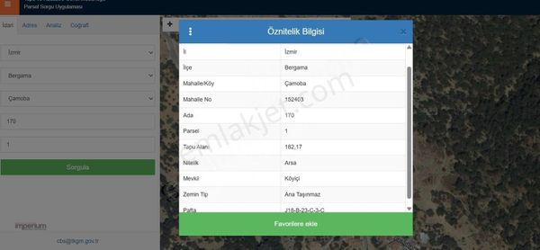 Bergama Çamoba'da Köy İçi Konut İmarlı 182m2 Arsa