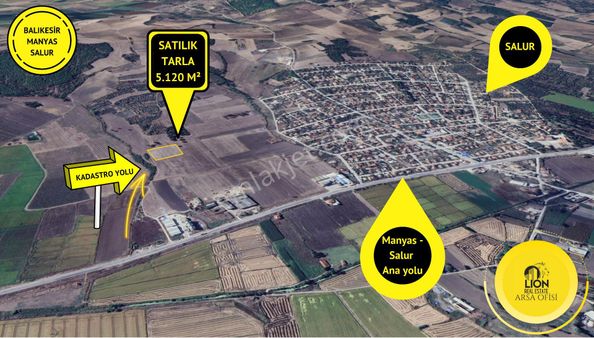 ⬛🟨 Balıkesir Manyas Salur'da Kadastro Yoluna Cephe,ana Yol Yakını Satılık 5.120 M² Tarla🟨⬛