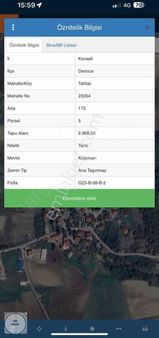 Kocaeli Derince Tahtalı Köy 2966 M2 Satılık Arsa