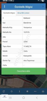 Bandırma Asfalta Cephe Yatırımlık Arazi