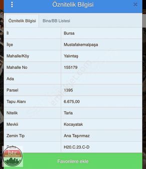 Bursa/mustafakemalpaşa Yalıntaş Fırsat Tarla