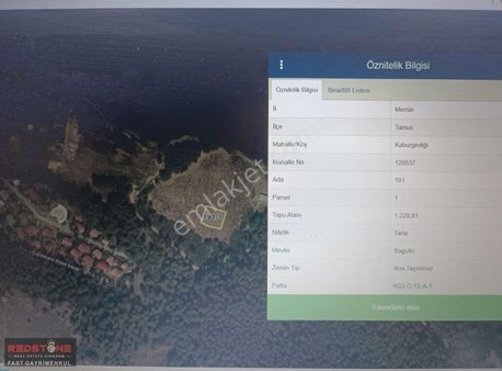 Çamlıyayla Kaburgediğinde 1230 M2 Tek Tapu Villalık Satılık Arsa