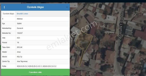 Yuvam Gayrimenkul'den Manisa Salihli Durasıllı Mah. 653 M2 Satılık Arsa