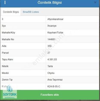 Soytürk Gayrimenkul'den Kayıhan Da 4580 M2 Çiftlik Arazisi