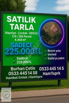 Denizli / Çardak Hayriye Satılık Verimli Tarla 4.368 M2 Tarl