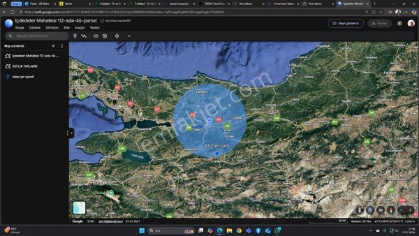 Sakarya Taraklı İçdedeler Mah Satılık Tarla