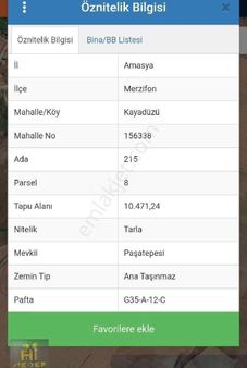 Amasya Merzifonda Satılık Tarla