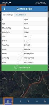 Söke Ağaçlı Bölgesinin Üst Taraflarında 3 Dönüm Bahçe