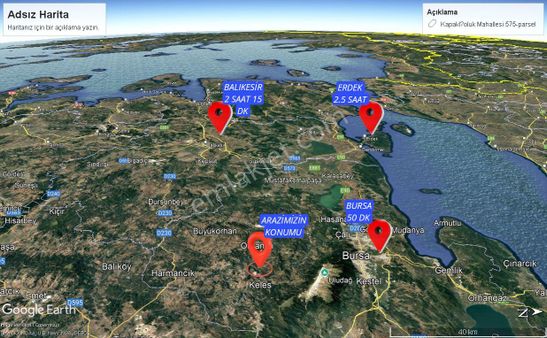 Asfalta Cephe! 1.794 M2 Bursa Keles Kıranışıklar Köyünde Satılık Manzaralı Hobi Bahçesi