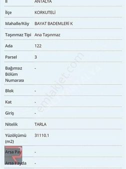 Realtyantalya Gayrimenkul'den Doğa Harikası Kupon Tarla