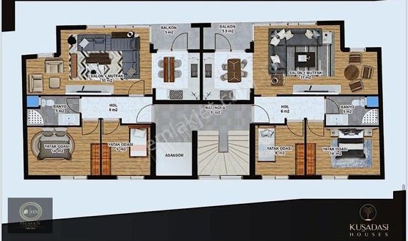 Kuşadasında Merkezi Konumda Projeden 2+1 Daireler