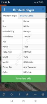 Bursa Nilüfer Badirga Mahallesi Satılık 3.500 Mt2 Tarla