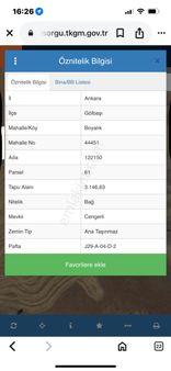 Gölbaşı Boyalık 3.146 M2 Müstakıl Satılık Tarla