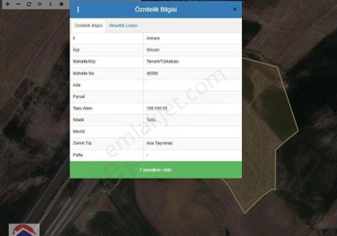 Sincan Temelli Asfalt Yola Cepheli Satılık 750 M2 Arsa