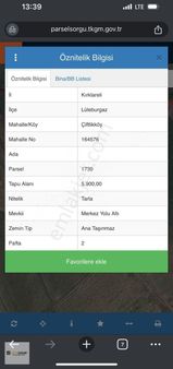 Lüleburgaz Yatırımlık Satılık Fırsat 5900 M2 Köye Yakın Tarla