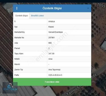 Varsak Esentepe Mahallesi Satılık 347m² Konut Arsası