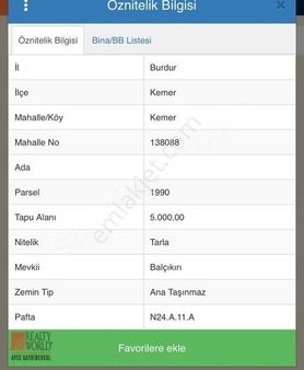 Burdur Kemer'de Balçıkırı Mevkiinde Satılık Tarla