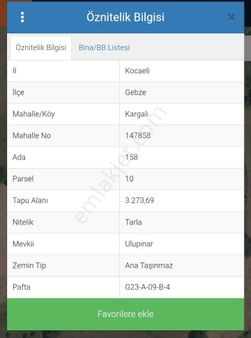 Gebze Kargalı Köyü Tarla Fırsatı