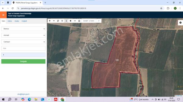 Ahmetli Kaplıcalar Bölgesinde (81900 M2) Satılık Tarla