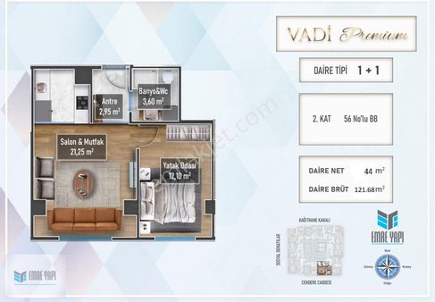 Vadi Premium Projesi 1+1 122m2 Satılık Daire