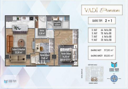 Vadi Premium Projesi 2+1 141m2 Satılık Daire