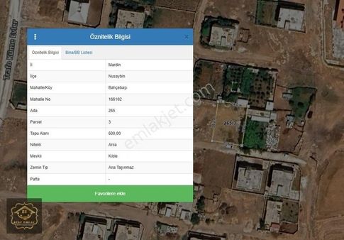Acar Emlaktan Bahçebaşı Kümevelerinde 600m2 2 Kat İmarlı Arsa
