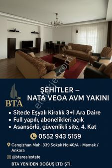 Şehitler Caddesi Bir Bina Site İçerisinde Kiralık 📌 3+1 • Full Eşyalı Daire
