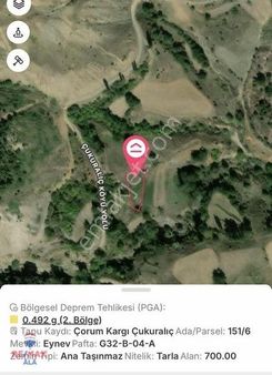 Çorum Kargı Çukuralıç Köyünde Yerleşime Yakın Satılık Tarla